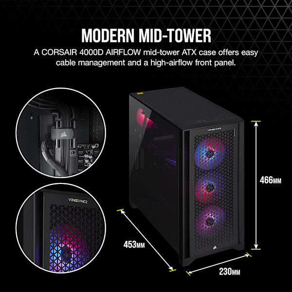 VENGEANCE i7400 Gaming PC, i7-13700KF, RTX 4080, 1TB M.2, 32GB DDR5-5600 (Certified Refurbished)