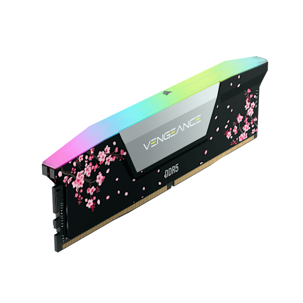 Black Cherry Blossom DDR5 Memory Module Facing to the right