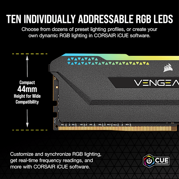 VENGEANCE RGB PRO SL 32GB (2x16GB) DDR4 DRAM Up To 3200MHz C16 Memory Kit – Black