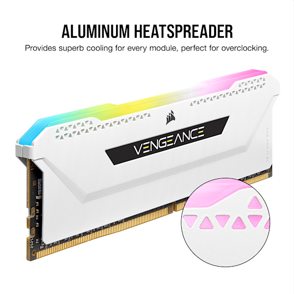 VENGEANCE RGB PRO SL 16GB (2x8GB) DDR4 DRAM Up To 3600MHz C18 Memory Kit – White