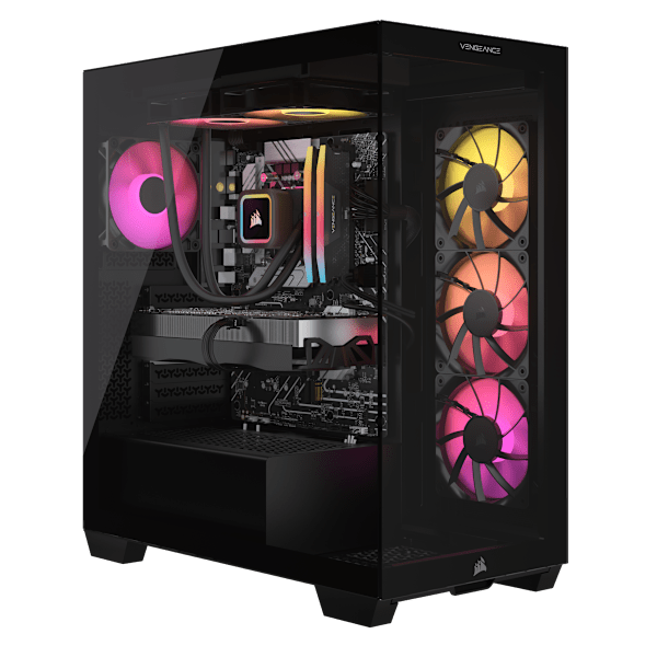 VENGEANCE a7500 Gaming PC: AMD Ryzen 7 9800X3D, GeForce RTX 5090, 64GB DDR5, 4TB (2TB/2TB) M.2 SSD, Win11 Home
