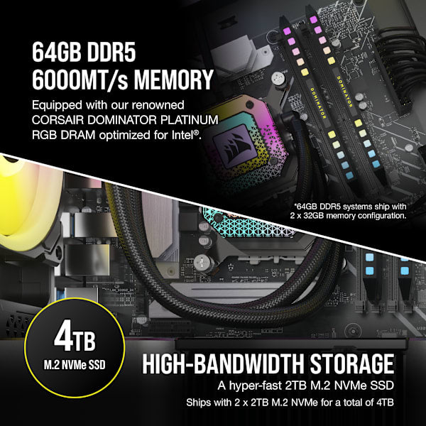 VENGEANCE i8100 Gaming PC: Intel Core i9-13900K, NVIDIA RTX 4090, 64GB DDR5 6000 MTs Memory, 4TB (2x 2TB M.2) NVMe SSD (Certified Refurbished)