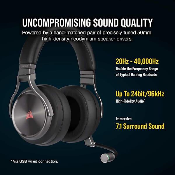 Corsair VIRTUOSO RGB Wireless SE Headset, Gunmetal, Refurbished