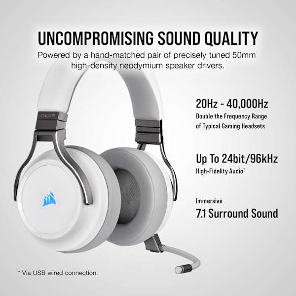 VIRTUOSO RGB WIRELESS High-Fidelity Gaming Headset — White (Revival Series)