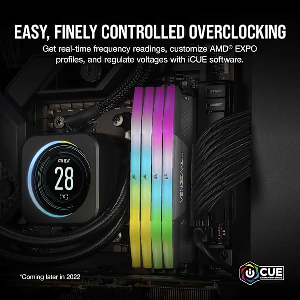 VENGEANCE® RGB 16GB (2x8GB) DDR5 DRAM Up To 5200MT/s CL40 AMD EXPO & Intel XMP Memory Kit