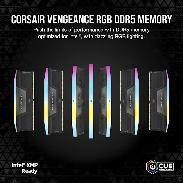 VENGEANCE® RGB 64GB (2x32GB) DDR5 DRAM 6000MT/s CL40 Memory Kit — Black