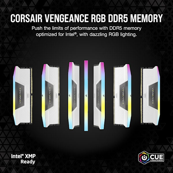 VENGEANCE® RGB 32GB (2 x 16GB) DDR5 DRAM Up To 6000MT/s CL38 Intel XMP Memory Kit - WHITE
