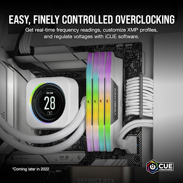VENGEANCE® RGB 32GB (2 x 16GB) DDR5 DRAM Up To 6000MT/s CL38 Intel XMP Memory Kit - WHITE