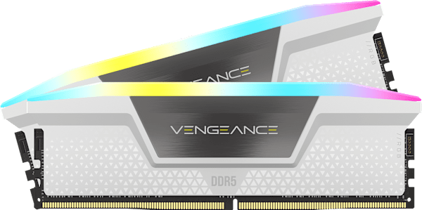 VENGEANCE® RGB 32GB (2 x 16GB) DDR5 DRAM Up To 6000MT/s CL38 Intel XMP Memory Kit - WHITE