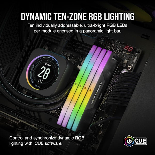 VENGEANCE® RGB 8GB (1x8GB) DDR5 DRAM Up To 5200MT/s CL40 Memory Kit — Black