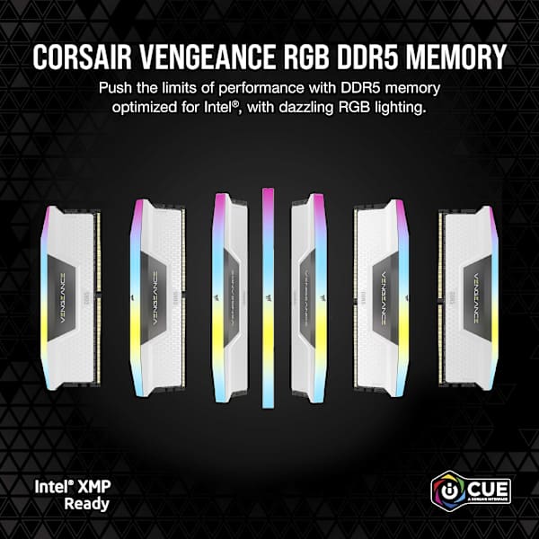 VENGEANCE® RGB 32GB (2x16GB) DDR5 DRAM Up To 6400MT/s CL32 AMD EXPO & Intel XMP Memory Kit — White