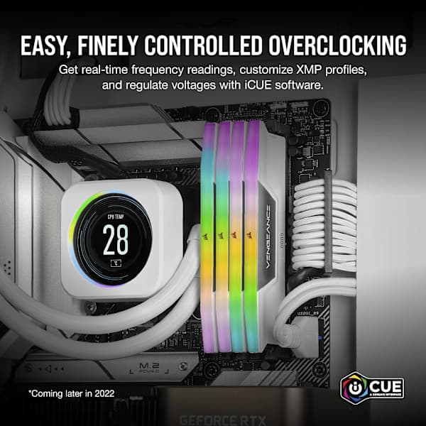 VENGEANCE® RGB 32GB (2x16GB) DDR5 DRAM Up To 6400MT/s CL32 AMD EXPO & Intel XMP Memory Kit — White