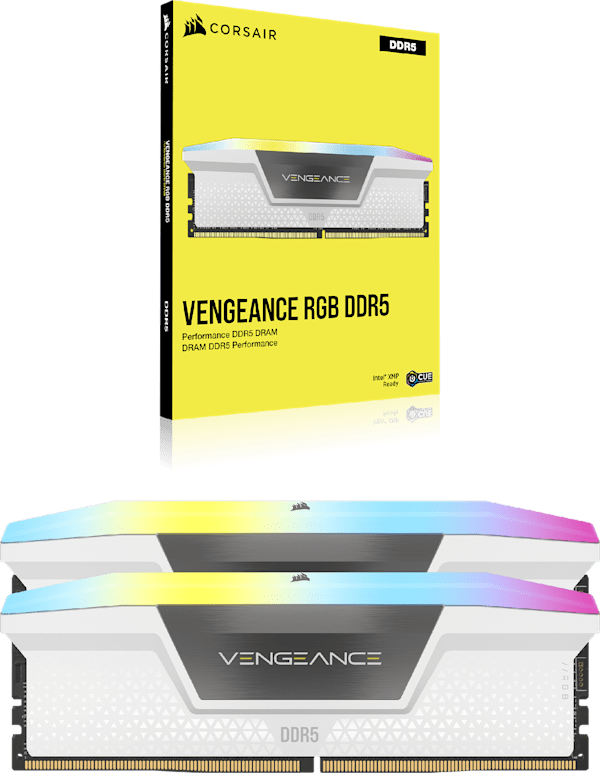 VENGEANCE® RGB 32GB (2x16GB) DDR5 DRAM Up To 6400MT/s CL32 AMD EXPO & Intel XMP Memory Kit — White