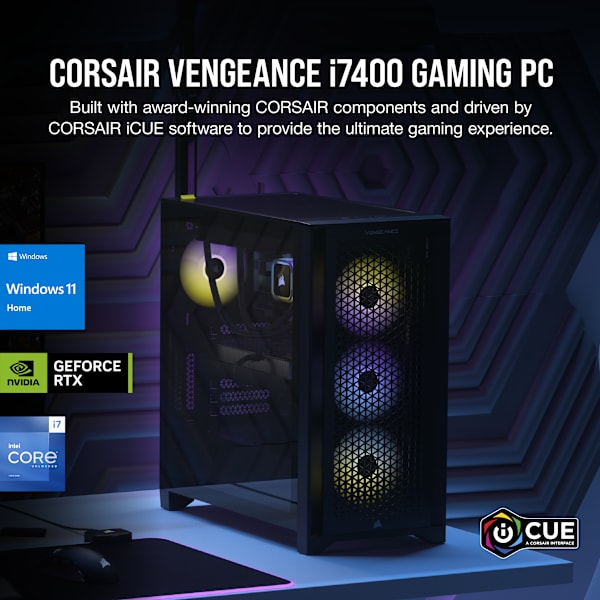 VENGEANCE i7400 Gaming PC: Intel Core i7-13700K, NVIDIA RTX 4070, 32GB DDR5 5600 MTs Memory, 1TB NVMe SSD (Certified Refurbished)