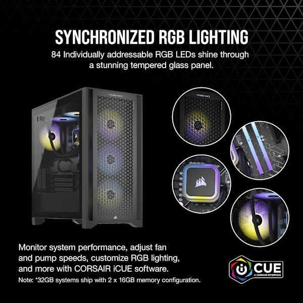 VENGEANCE i7400 Gaming PC: Intel Core i7-13700K, NVIDIA RTX 4070, 32GB DDR5 5600 MTs Memory, 1TB NVMe SSD (Certified Refurbished)