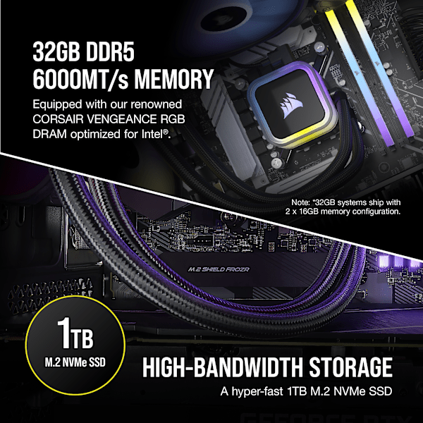 VENGEANCE i7500 Gaming PC: Intel Core i7-14700KF, NVIDIA RTX 4070 Ti, 32GB DDR5 6000MT/s Memory, 1TB NVMe SSD (Certified Refurbished)