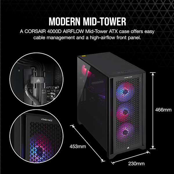 VENGEANCE i7500 Gaming PC: Intel Core i7-14700K, NVIDIA RTX 4070Ti Super, 32GB DDR5 6000MT/s Memory, 1TB NVMe SSD (Certified Refurbished)