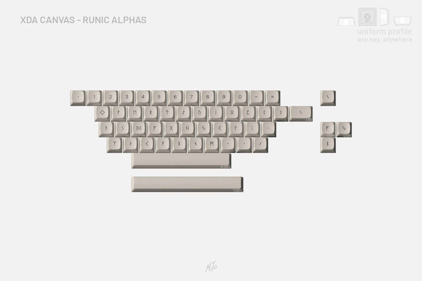 Drop + MiTo XDA Canvas Custom Keycap Set - Runic Alphas