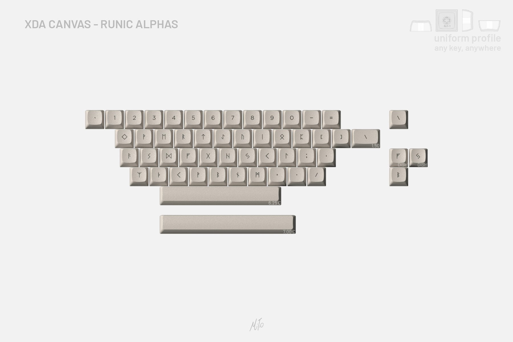 Drop + MiTo XDA Canvas Custom Keycap Set - Runic Alphas