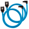 Premium Sleeved SATA 6Gbps 60cm 90° Connector Cable — Blue