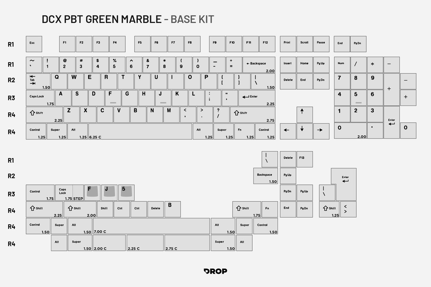 Drop DCX Green Marble Keycap Set