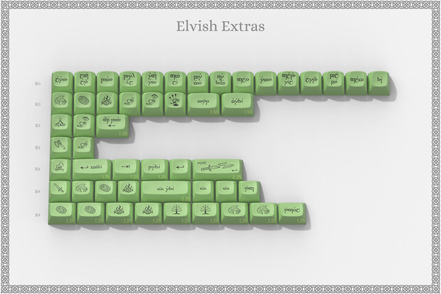 Drop + The Lord of the Rings™ MT3 Elven Keycap Set - Elvish Extras