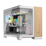 2500X Micro ATX Dual Chamber PC Case - White/Bamboo Wood