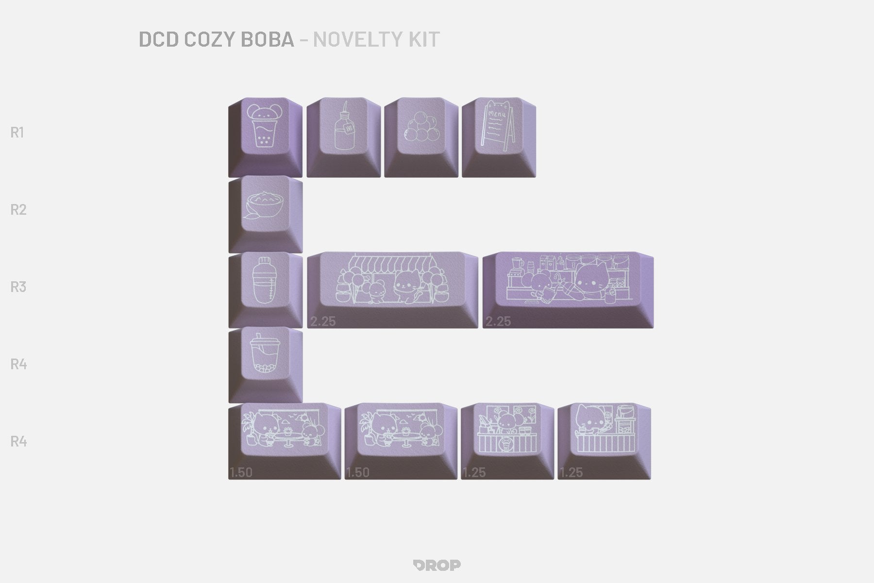 Drop DCD Cozy Boba Keycap Set - Novelty