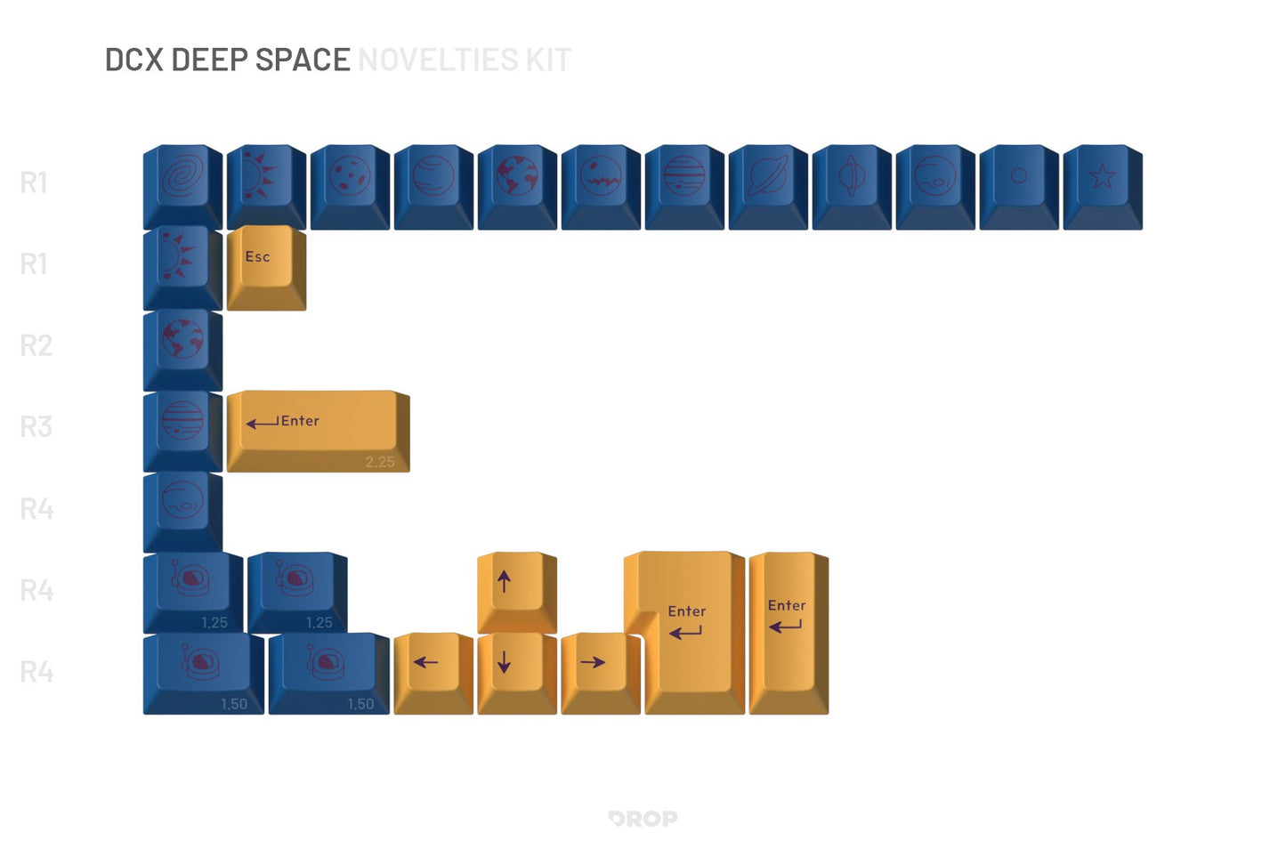 Drop + Booper DCX Deep Space Keycap Set - Novelties Kit