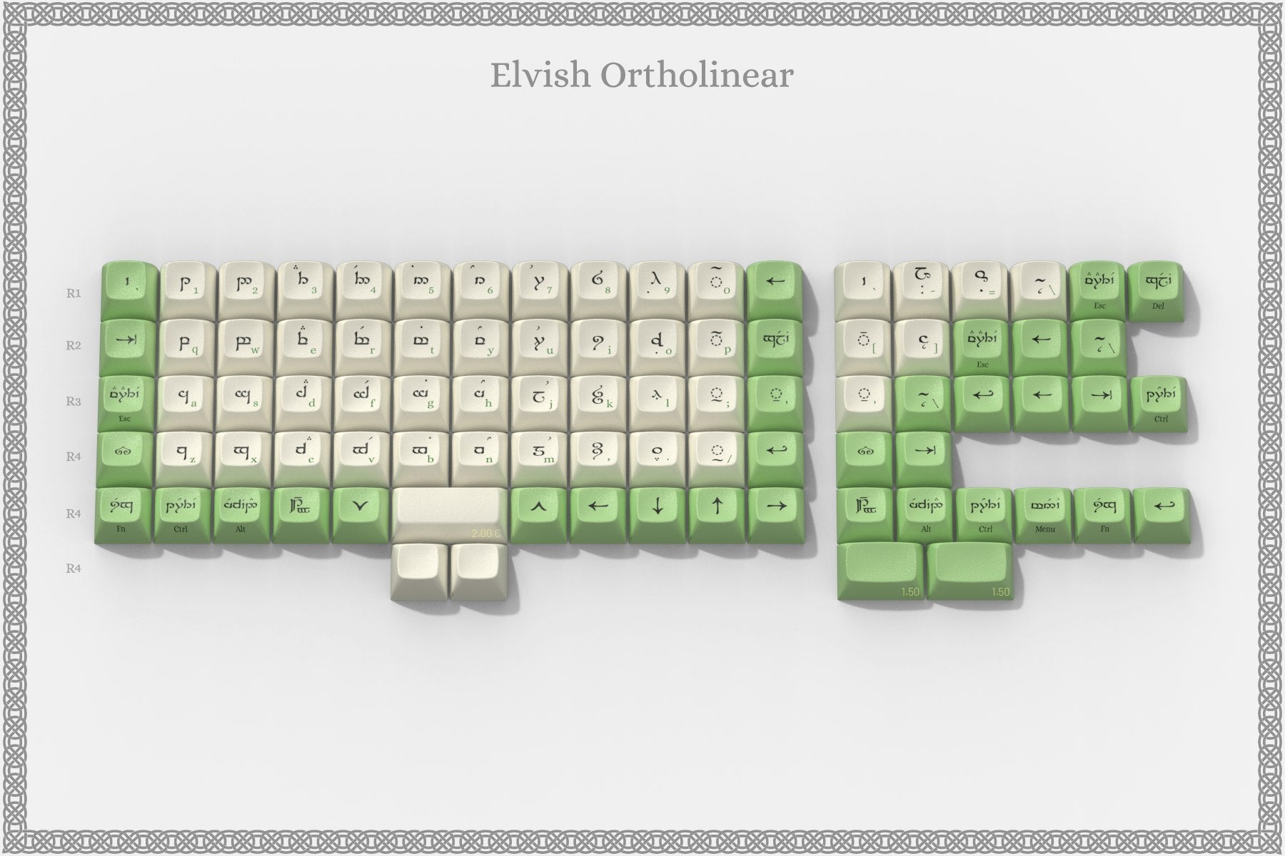 Drop + The Lord of the Rings™ MT3 Elven Keycap Set - Elvish Ortholinear
