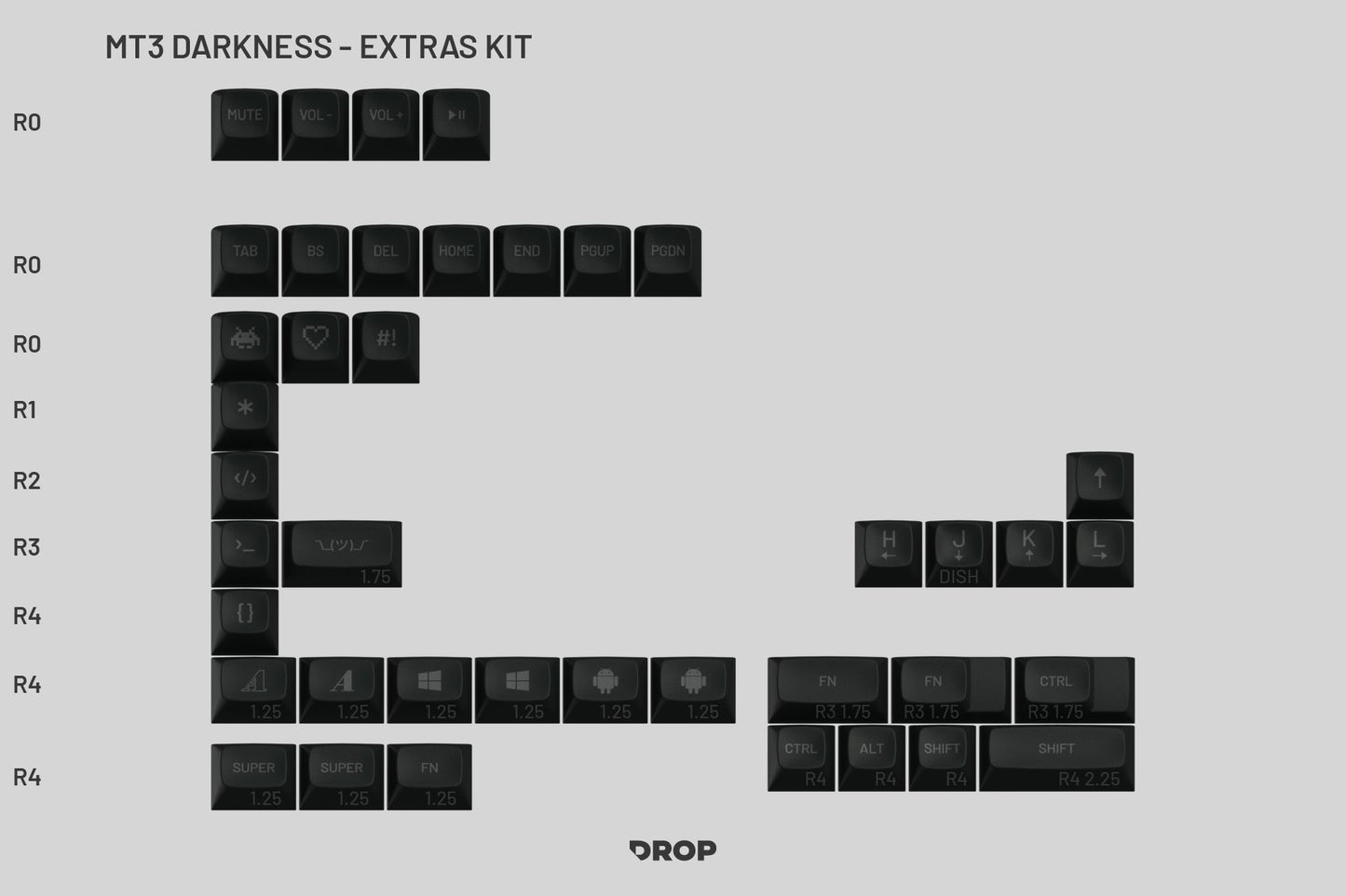 Drop MT3 Darkness Keycap Set - Extras Kit
