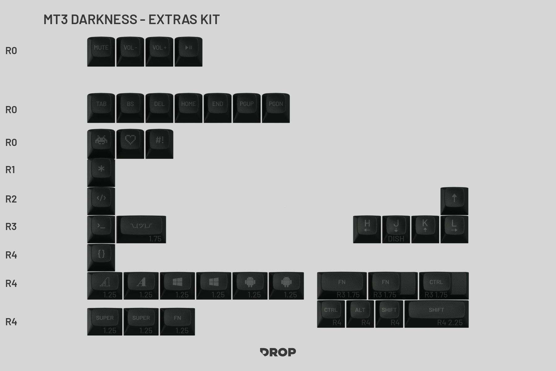 Drop MT3 Darkness Keycap Set - Extras Kit
