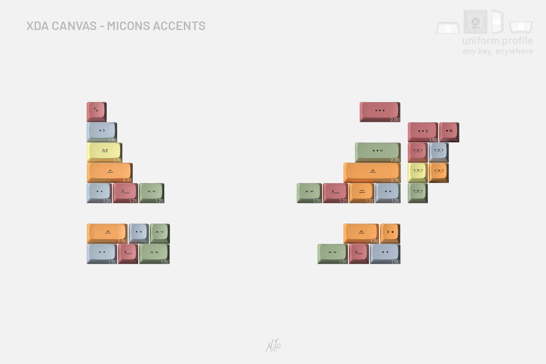 Drop + MiTo XDA Canvas Custom Keycap Set - Micons Accents