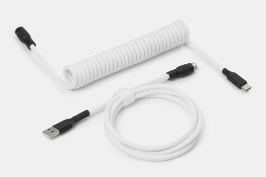 Drop Black and White Coiled Keyboard Cable - YC8 - Black-on-White