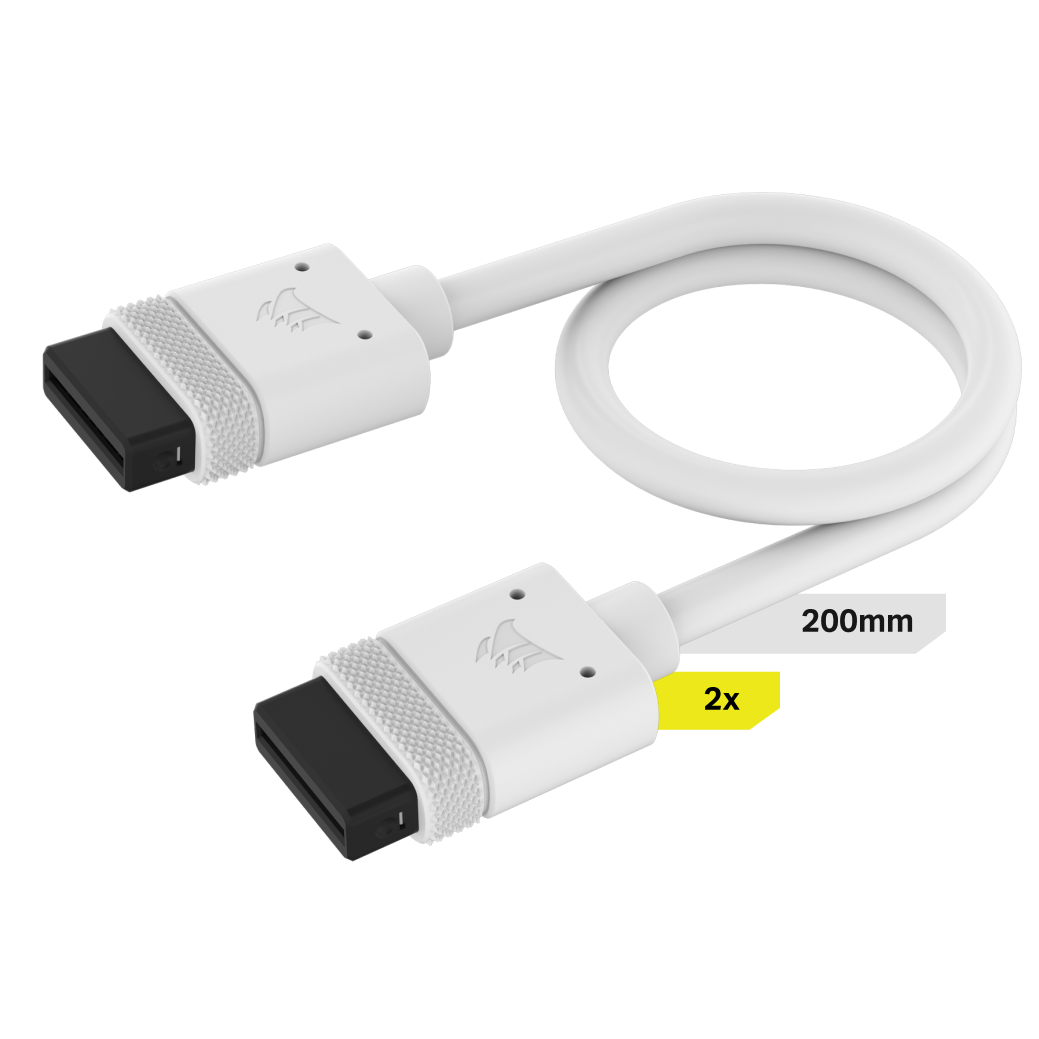 iCUE LINK Cable, 2x 200mm with Straight connectors, White
