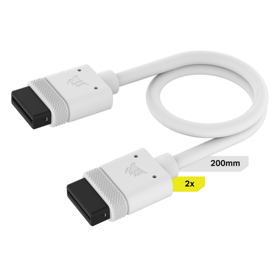 iCUE LINK Cable, 2x 200mm with Straight connectors, White