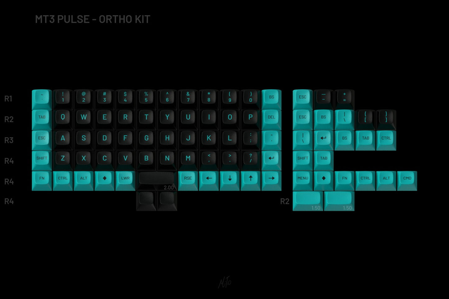 Drop + Mito MT3 Pulse Keycap Set - Ortholinear Kit