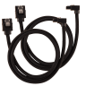 Premium Sleeved SATA 6Gbps 60cm 90° Connector Cable — Black