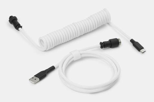 Drop Black and White Coiled Keyboard Cable - Aviator - Black-on-White