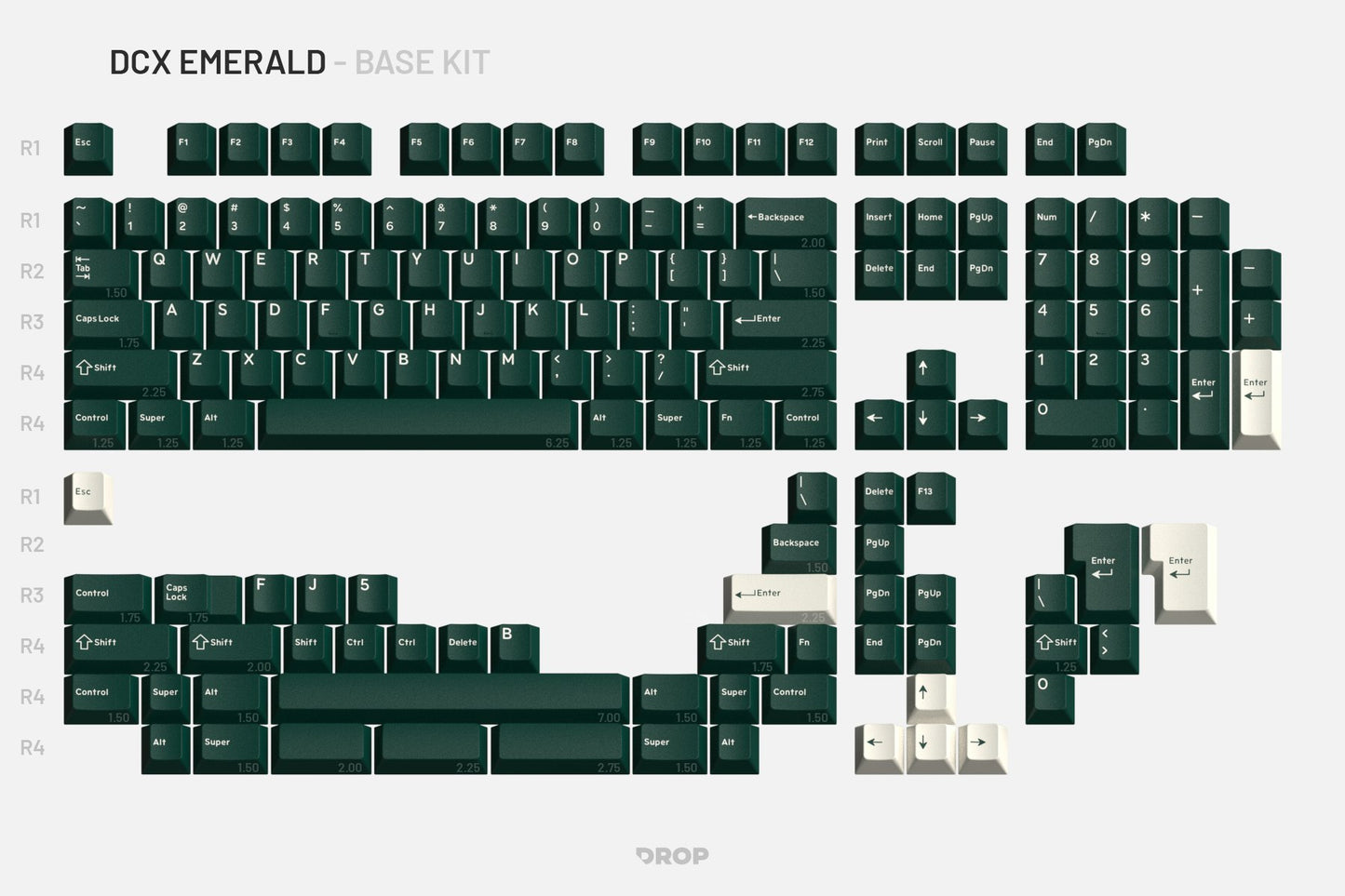 Drop DCX Emerald Keycap Set