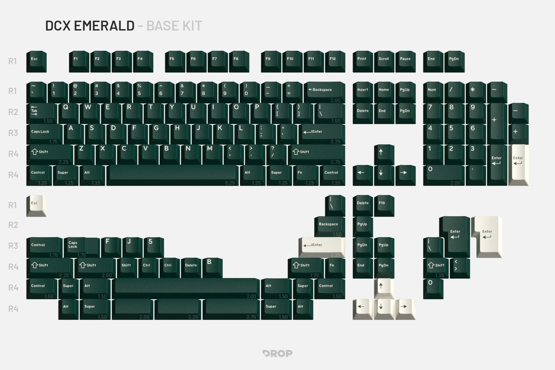 Drop DCX Emerald Keycap Set