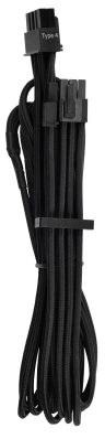 Premium Individually Sleeved PCIe Cables (Single Connector) Type 4 Gen 4 – Black
