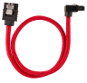 Premium Sleeved SATA 6Gbps 30cm 90° Connector Cable — Red