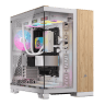 6500X Mid-Tower Dual Chamber PC Case - White/Bamboo Wood