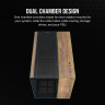 2500X Micro ATX Dual Chamber PC Case - Black/Walnut Wood