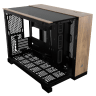 2500X Micro ATX Dual Chamber PC Case - Black/Walnut Wood