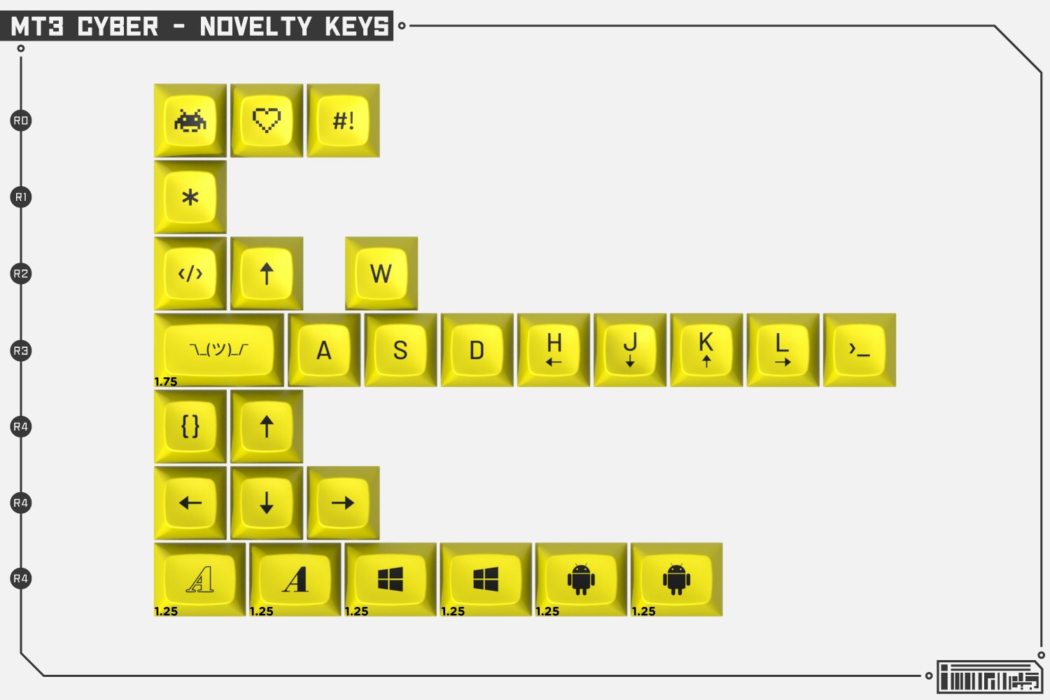 Drop + MiTo MT3 Cyber Custom Keycap Set - Novelty Keys