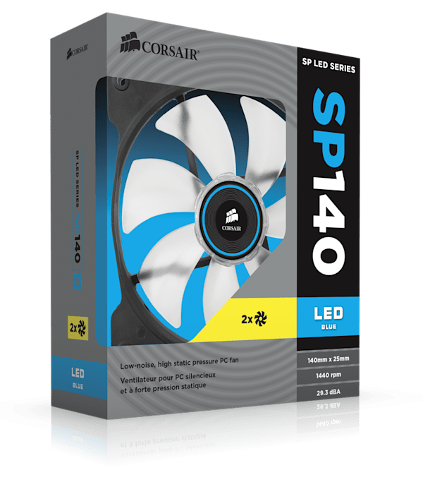 Air Series™ SP140 LED Blue High Static Pressure 140mm Fan Twin Pack