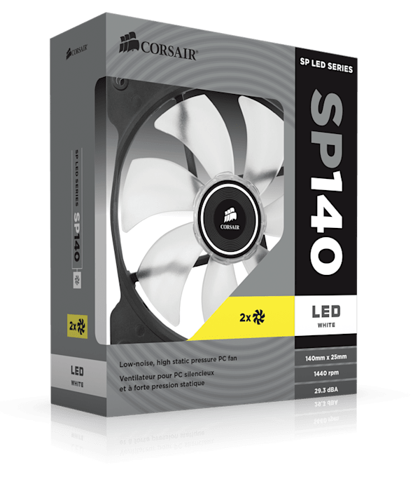 Air Series™ SP140 LED White High Static Pressure 140mm Fan Twin Pack