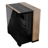 6500X Mid-Tower Dual Chamber PC Case - Black/Walnut Wood